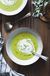 Roasted pumpkin and fava bean soup With chive creme fraiche